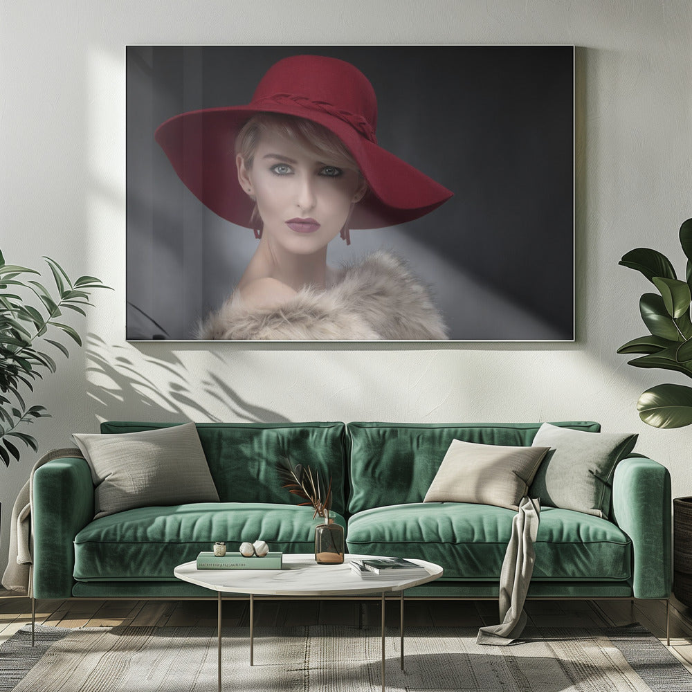 El sombrero rojo de Amber | Impresiones en Lienzo