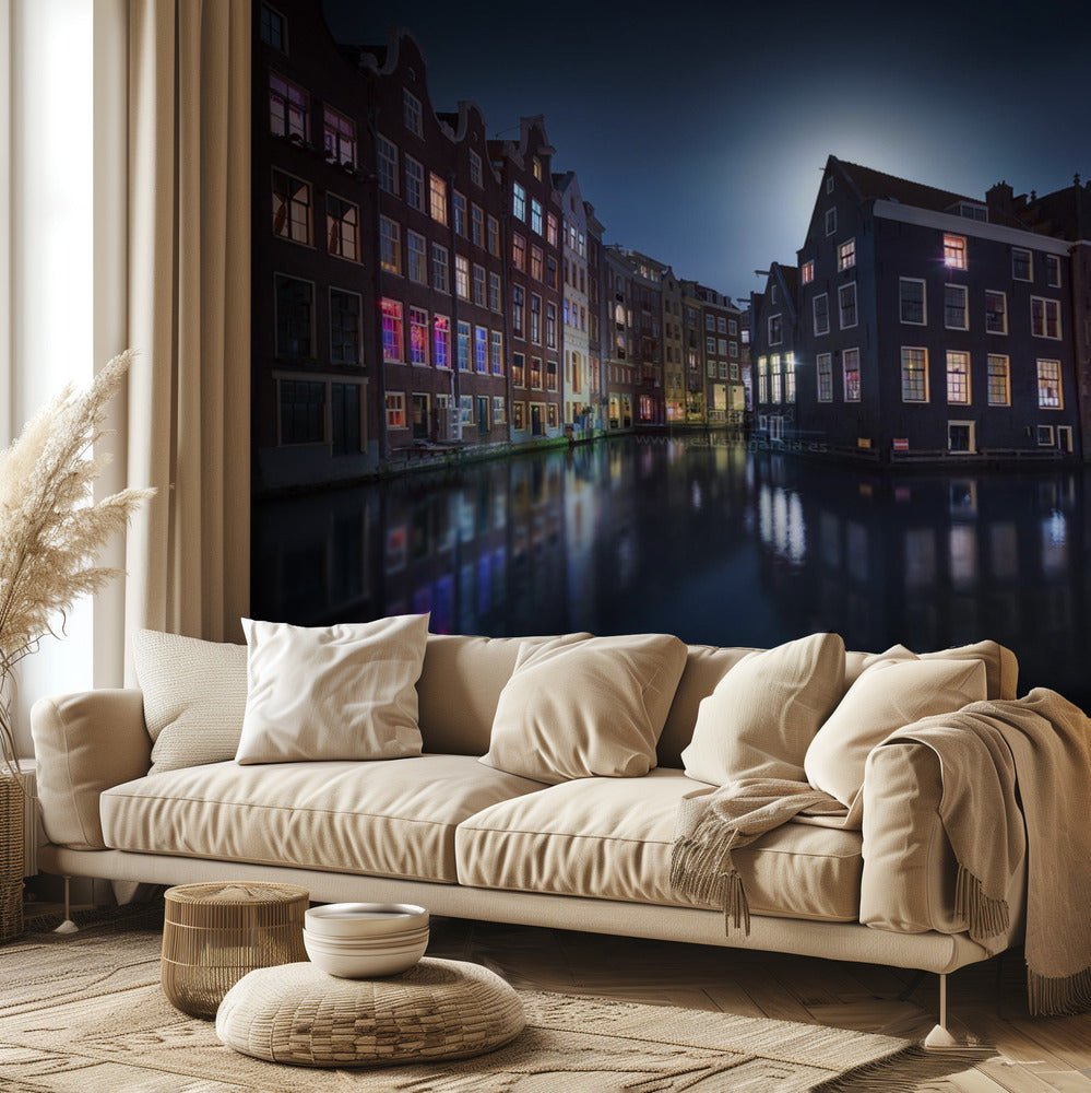Månsken över Amsterdam | Fototapet