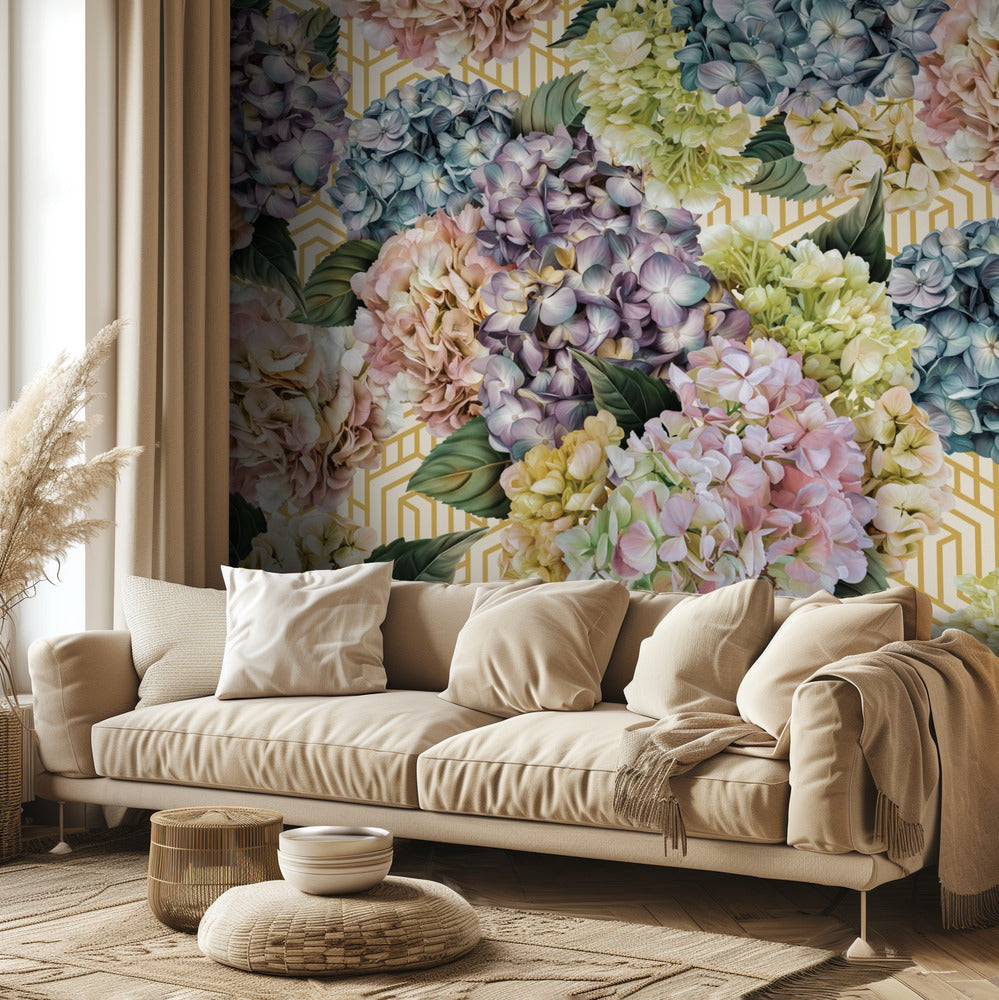 Hortensiaer_Guld Creme | Fototapeter