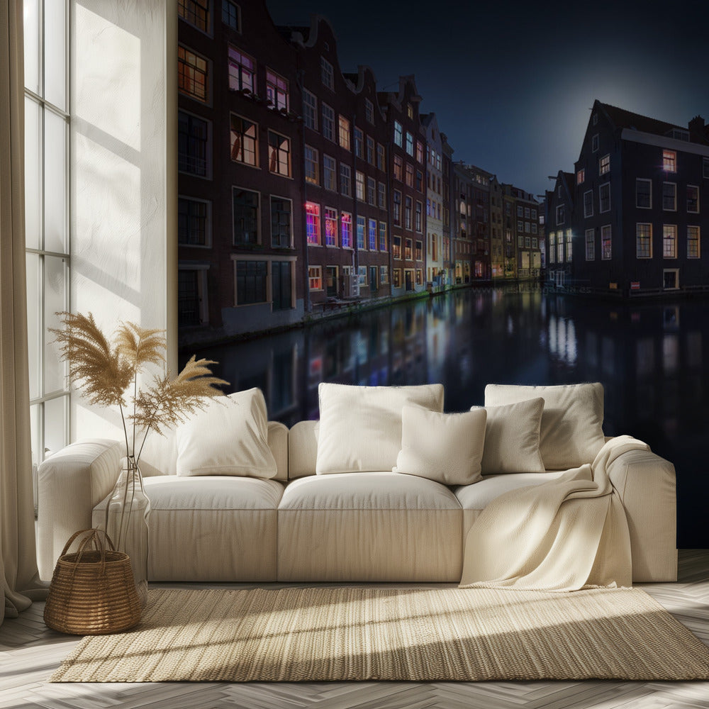 Månsken över Amsterdam | Fototapet
