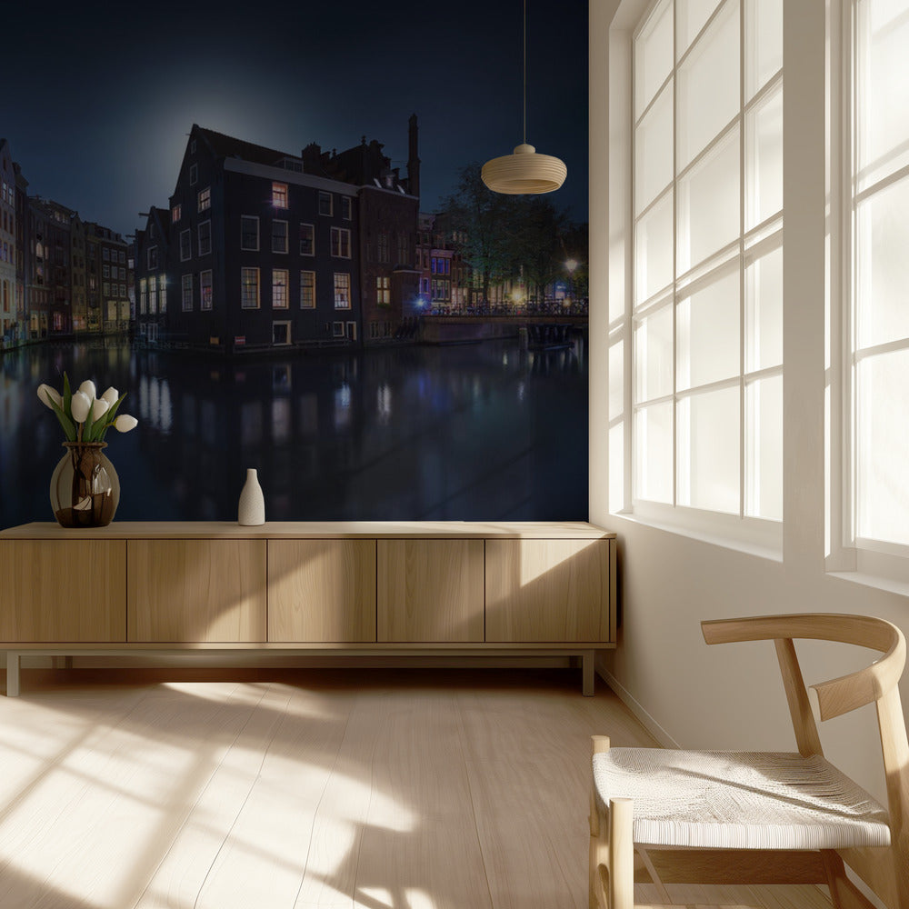 Månsken över Amsterdam | Fototapet