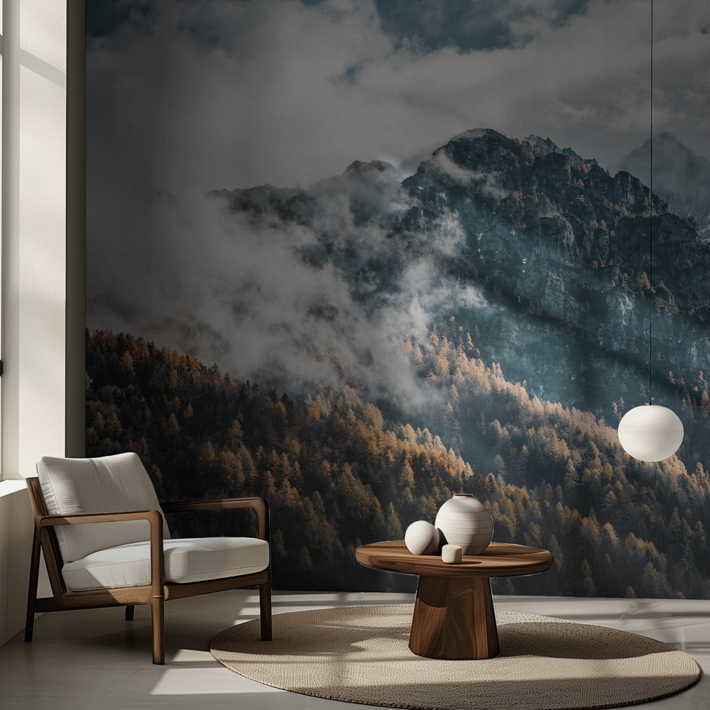 Brouillard dans les montagnes | Papier Peint Photo