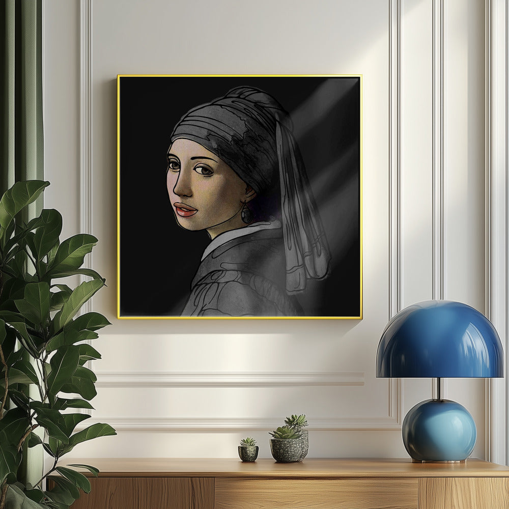 Girl With a Pearl Earring   the Doodled Edition | Poster