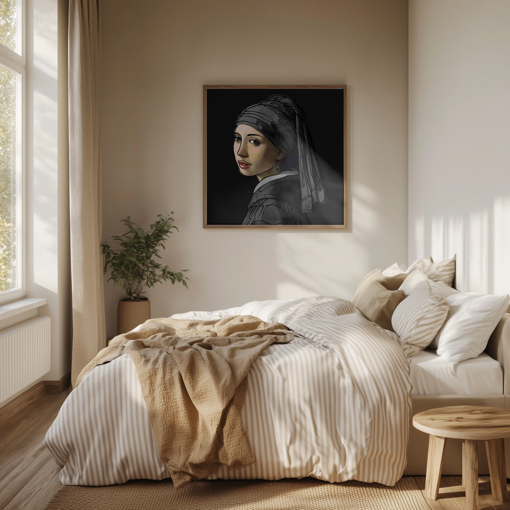 Girl With a Pearl Earring   the Doodled Edition | Poster