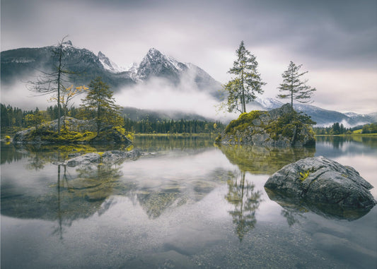 Regenachtige ochtend in Hintersee (Beieren) | Fotobehang