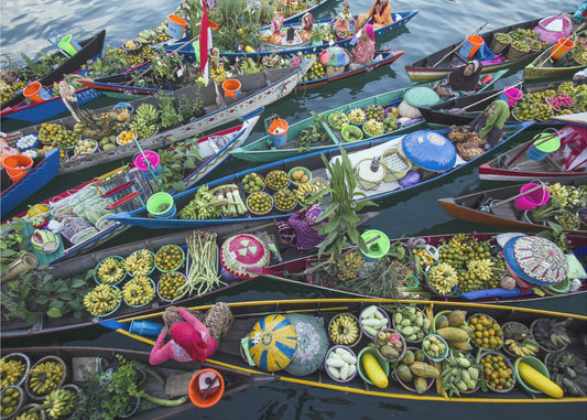 Drijvende markt van Banjarmasin | Fotobehang