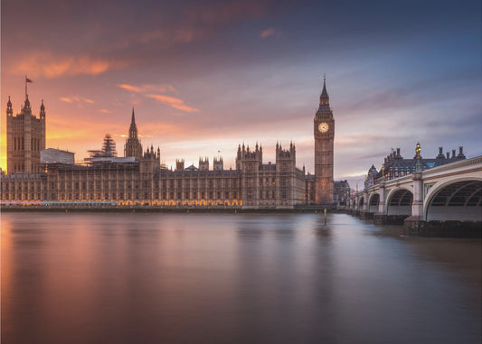 Westminsterin palatsin Lontoossa auringonlasku | Valokuvatapetit