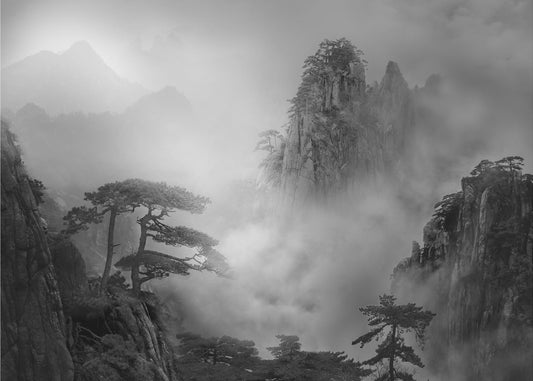 Huang Shan nella nebbia | Carta da Parati Fotografica