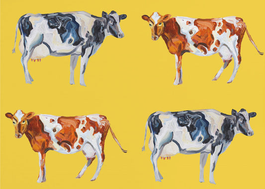 Arte della mucca su giallo | Stampe su Tela