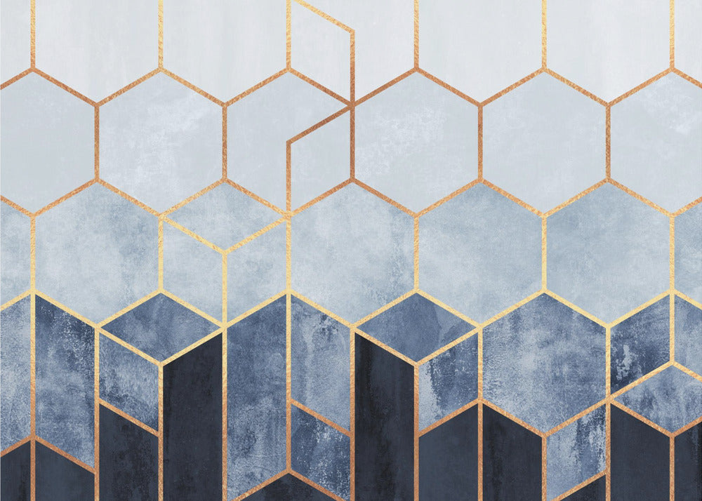 Hexágonos azules suaves | Papel Pintado Fotográfico