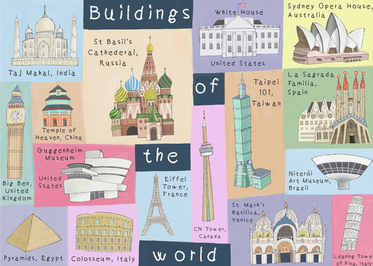 Edificios del mundo ilustrados por la artista Carla Daly | Impresiones en Lienzo