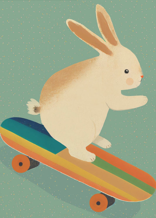 Coniglietto sullo skateboard | Stampe su Tela