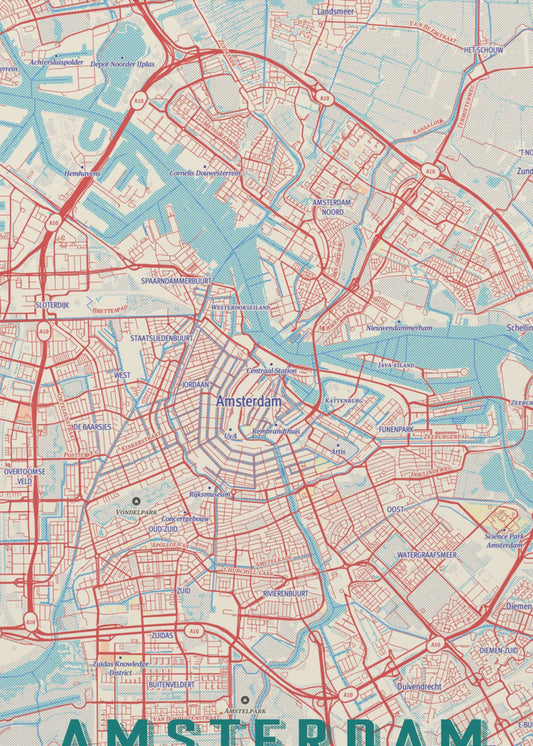 Mapa retro de Ámsterdam | Impresiones en Lienzo