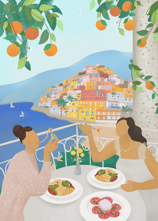 Jenter i Positano | Lerretsbilder