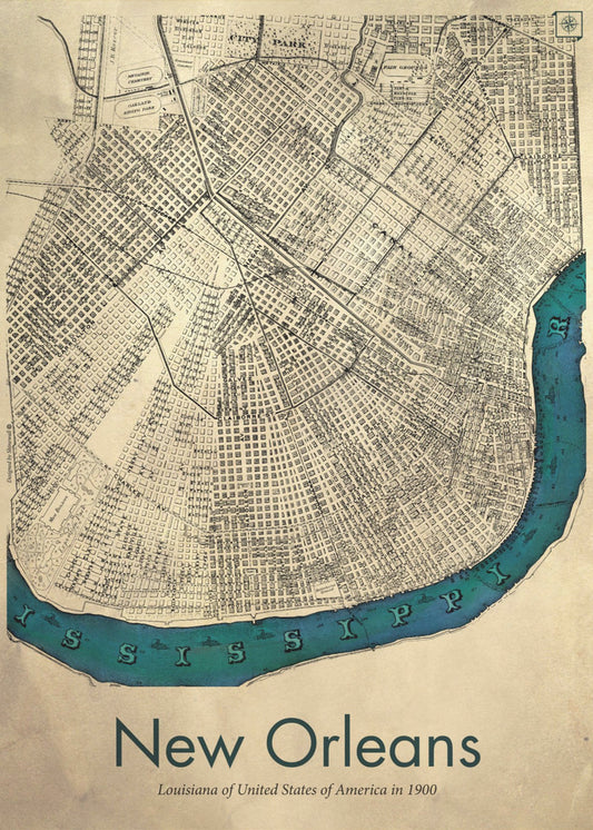 Mapa de Nueva Orleans | Impresiones en Lienzo