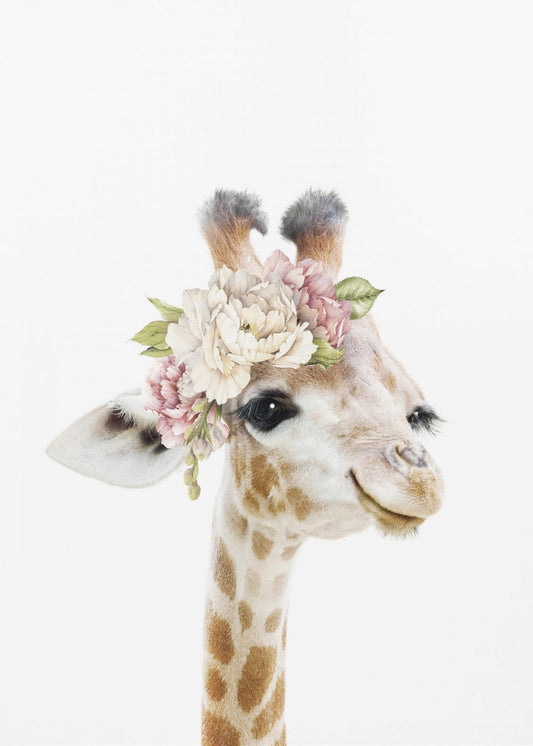 Blomstergiraffeunge | Lærredsbilleder