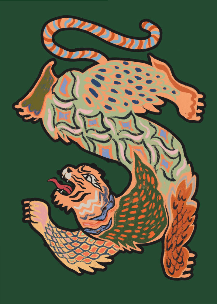 Asiatischer Tiger Grün | Leinwand-Bilder