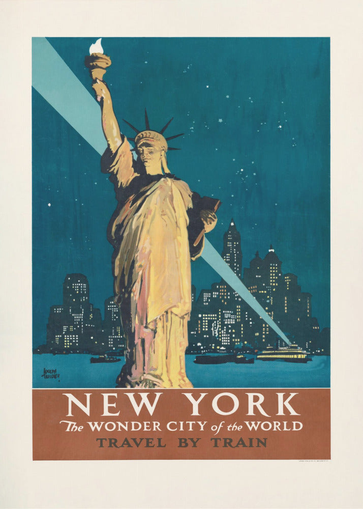 New York, världens underbara stad Res med tåg (1927) Poster Av Adolph Treidler | Canvas