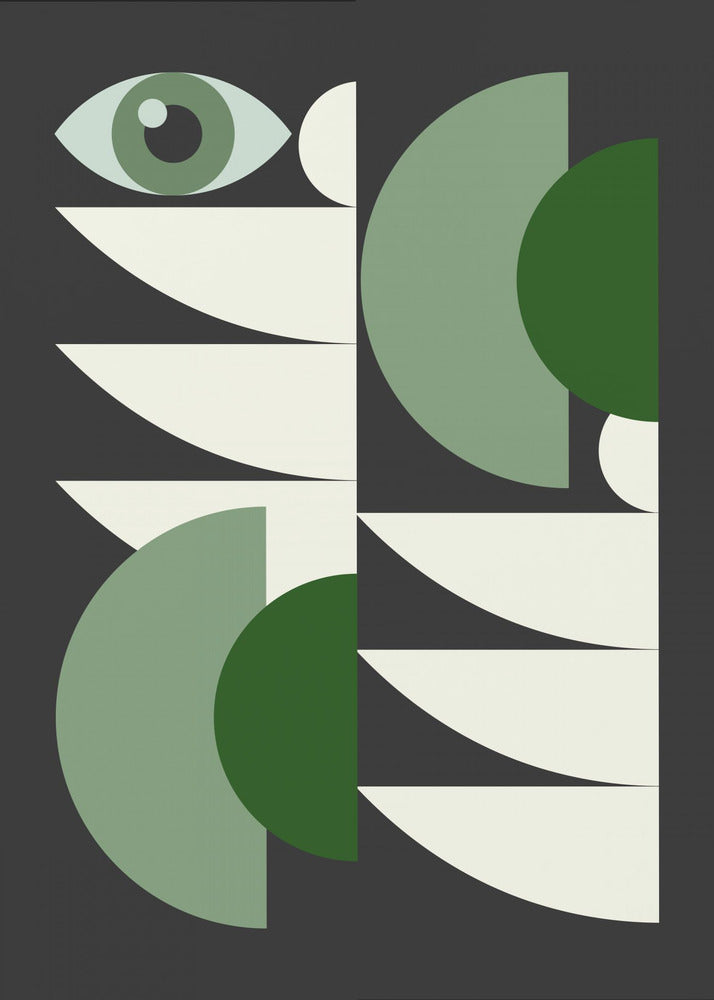 Mid Century Geometrical In Green | Poster