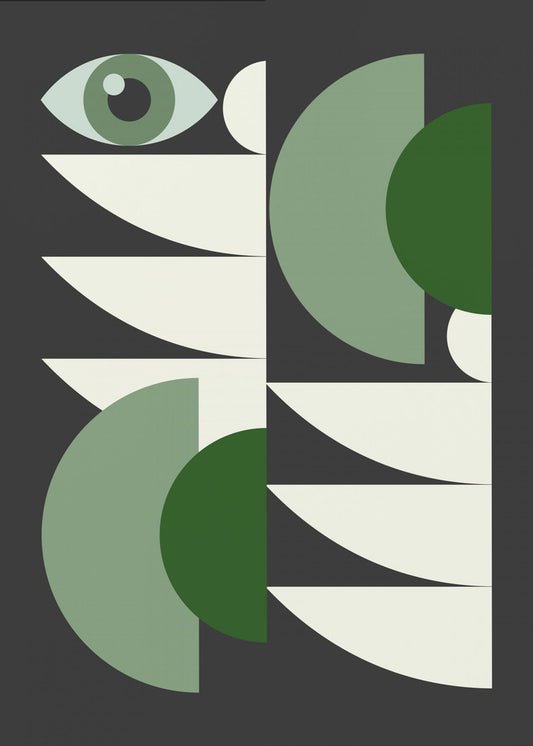Mid Century Geometrical In Green | Poster