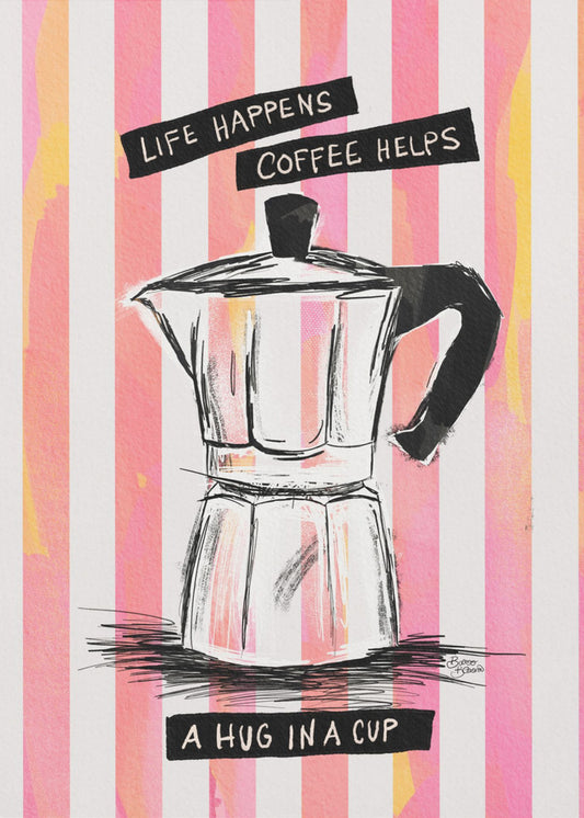 Moccakaffe på ränder - Kram i en kopp | Poster