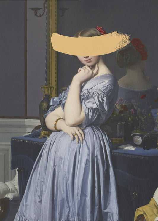 Classic Oil Painting and Yellow Splash | Poster