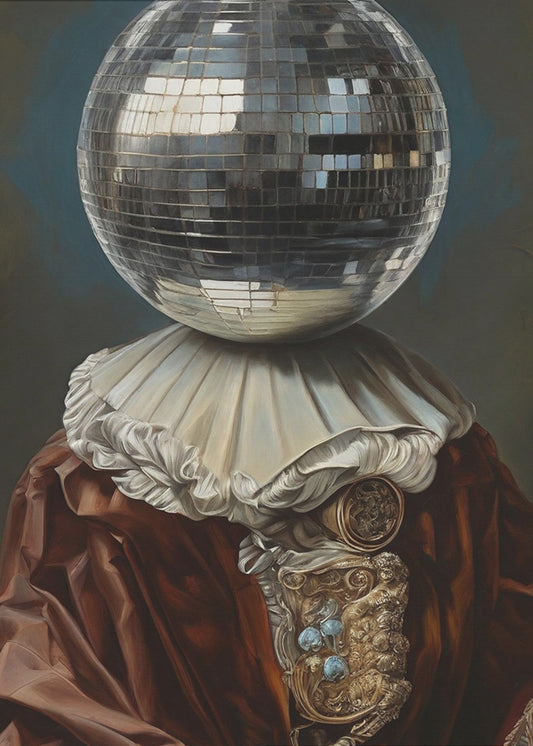 Antike Discokugel, Ein Mann mit Discokopf | Poster