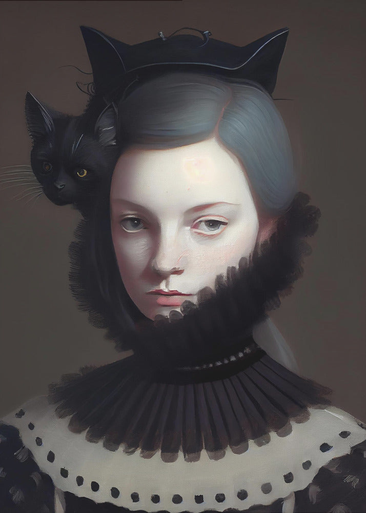 Fräulein Schwarzes Kätzchen | Poster - Kunstdruck