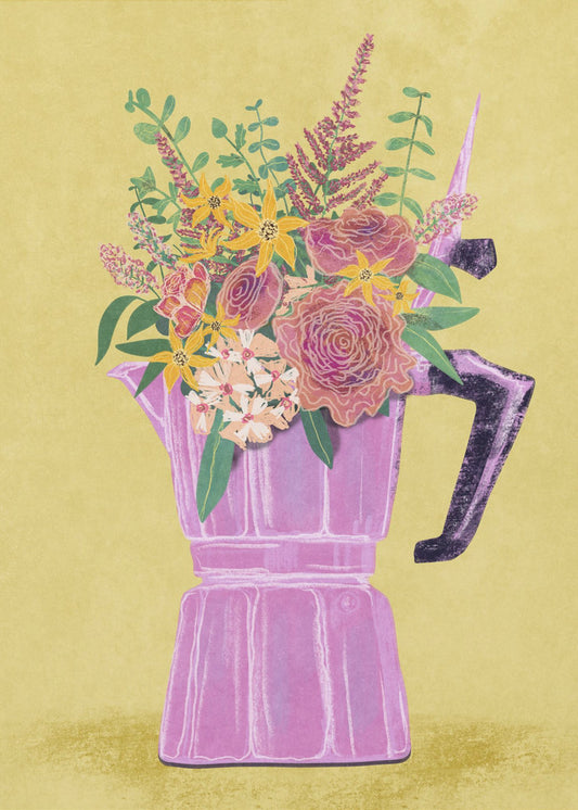 Espressomaschine mit Blumen | Poster