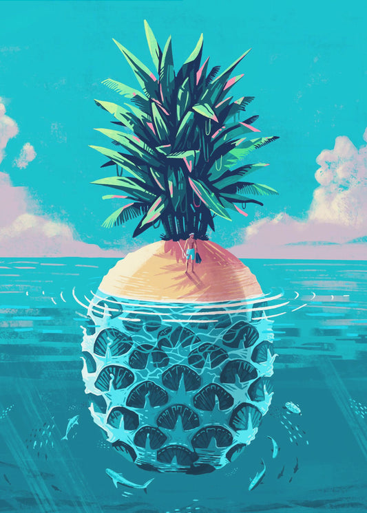 Strandsatt på Pineapple Island | Poster