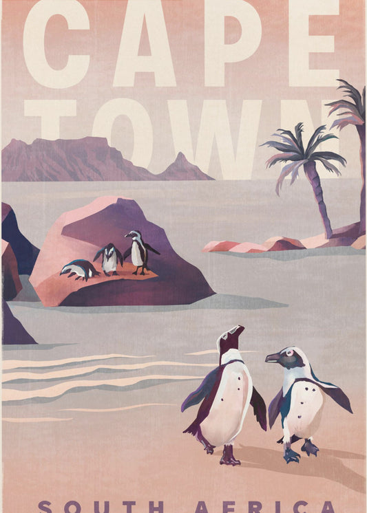 Cape Town Sydafrika Vintage Rejsekunst | Lærredsbilleder