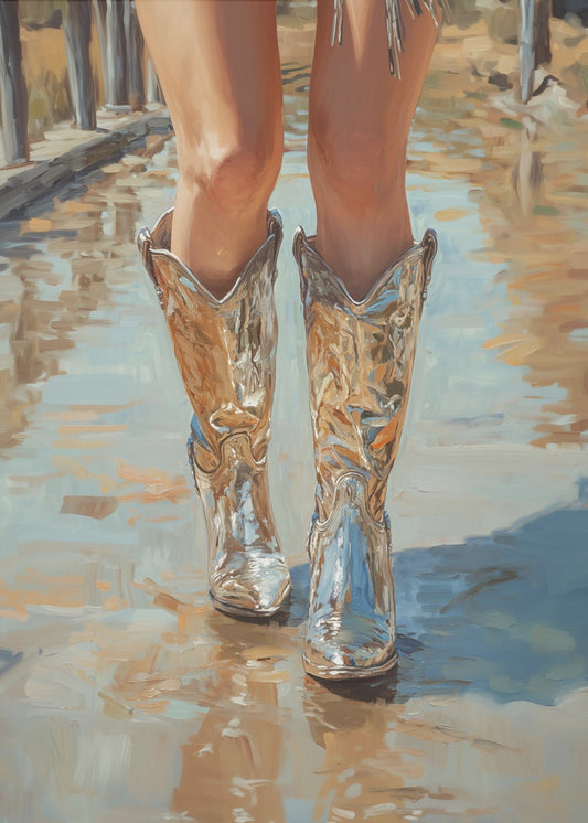 Hopeinen cowgirl | Canvastaulut