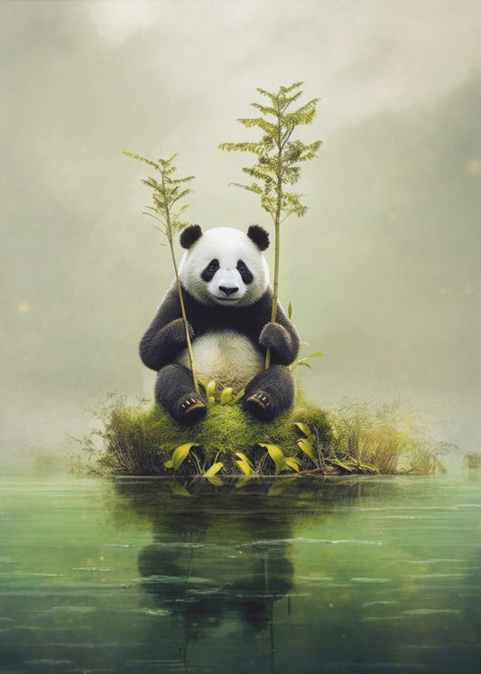 Lonely Panda Watercolor Animal Art | Poster
