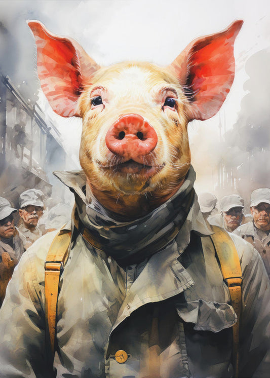 Pig 1984 Watercolor Animal Art | Poster