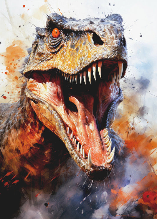 Utahraptor Dinosaur Watercolor Animal Art | Poster