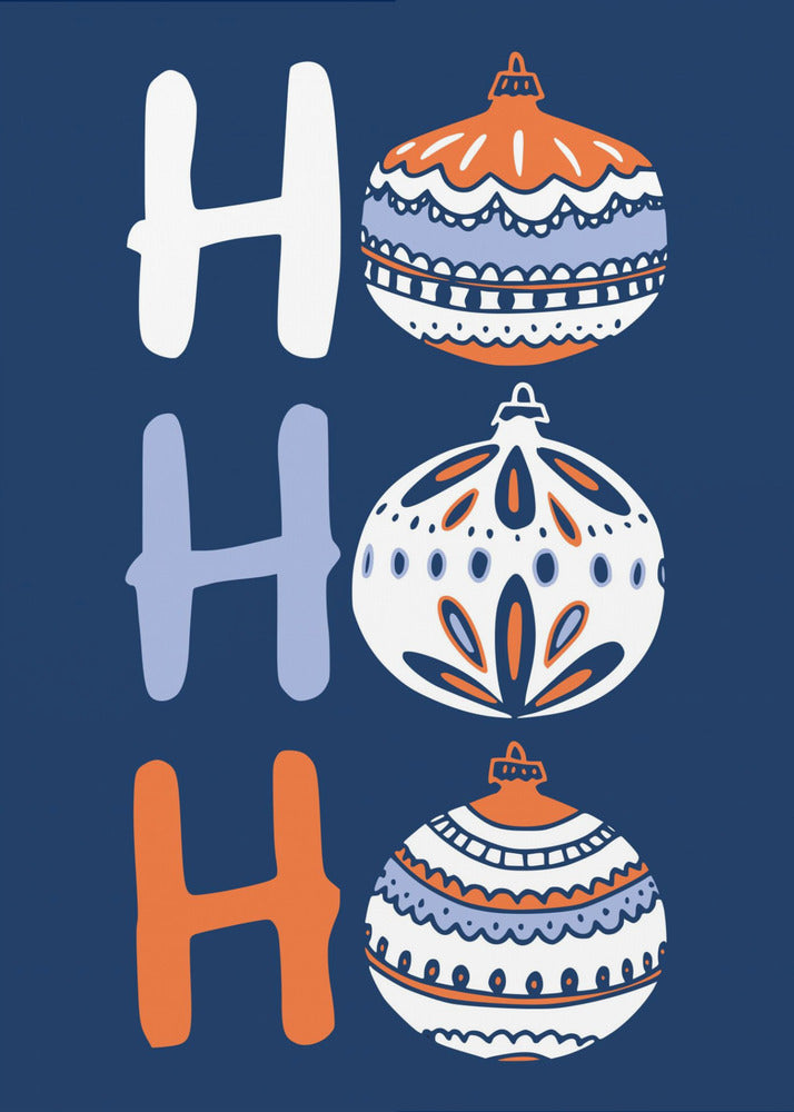 HoHoHo Cheerful little Christmas Illustration blue | Poster