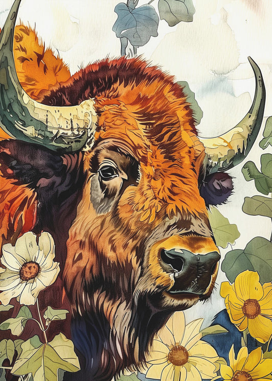 Buffalo watercolor animal art 2 | Poster