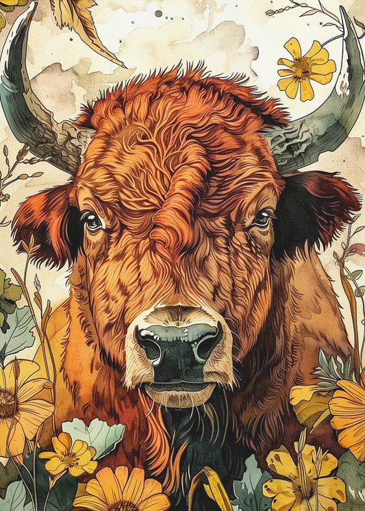 Buffalo watercolor animal art 4 | Poster