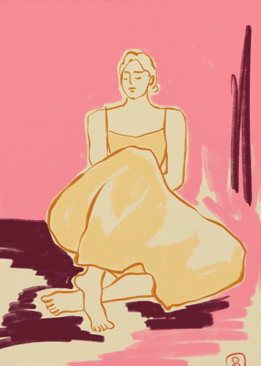 Seated Figure In A Flowing Dress | Poster
