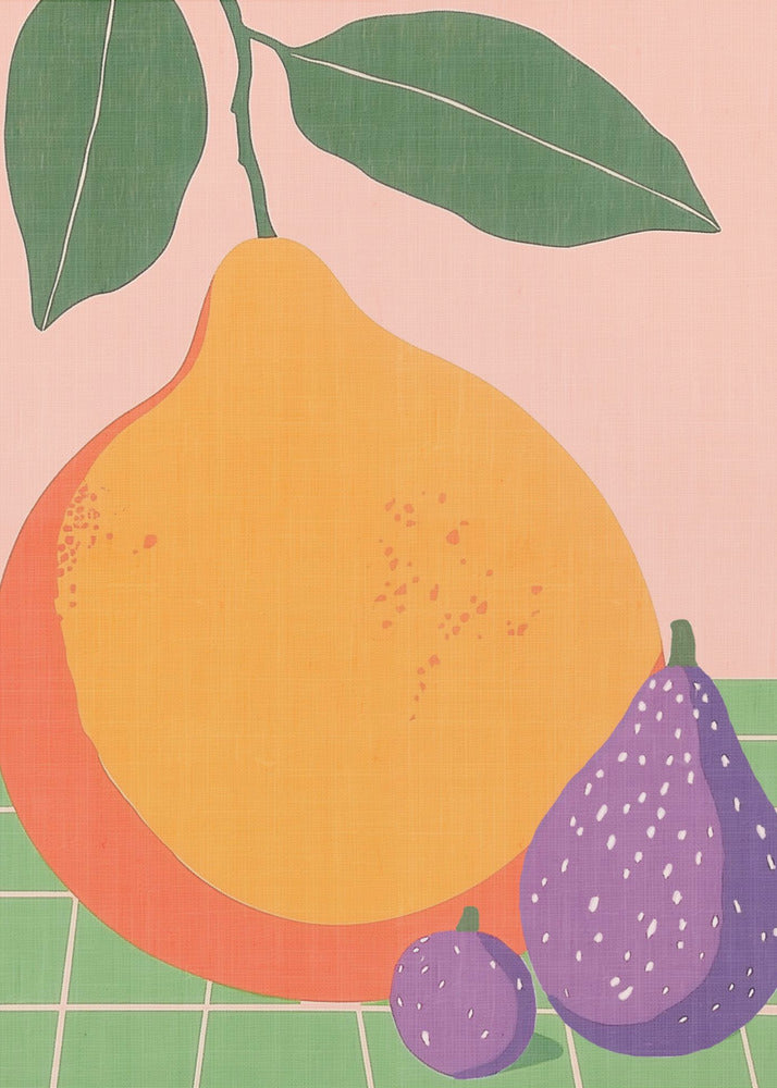 Fruktillustration Päron och fikon | Canvastavla