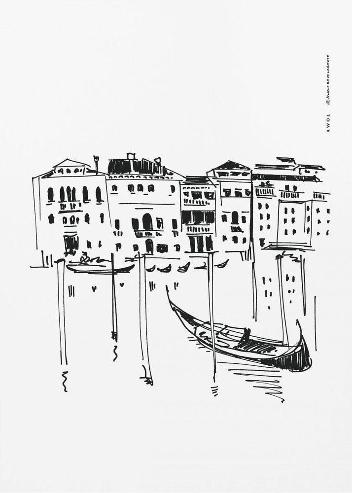 Venedig Canal Grande mit Gondel, Italien Reisekunstdruck | Leinwand-Bilder