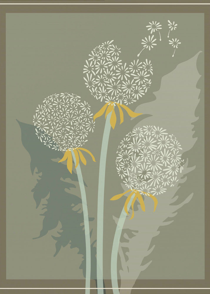 mellow anticipation Dandelion seeds moss green | Poster