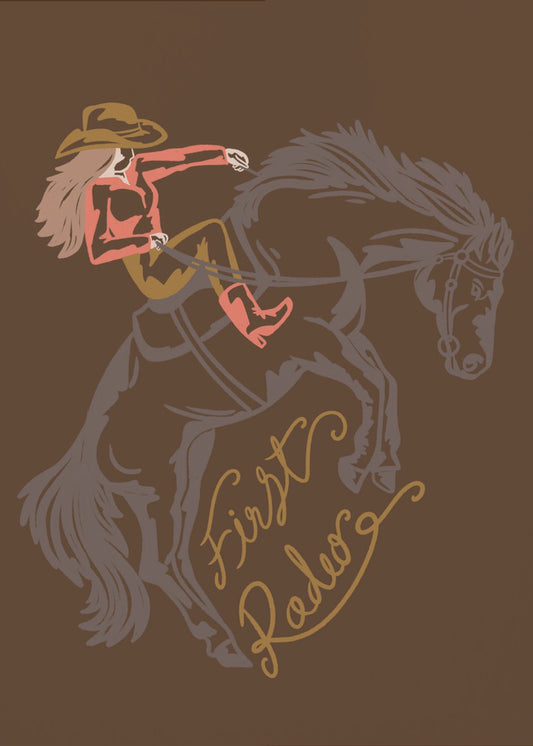Cowgirl ratsastaa nousevalla hevosella | Canvastaulut