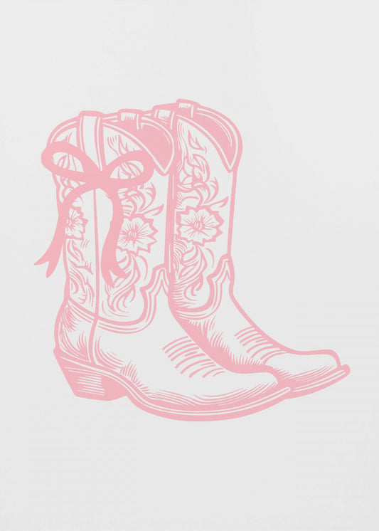 Vaaleanpunaiset cowgirl-saappaat rusetilla | Canvastaulut