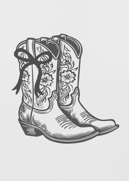 Mustat cowgirl-saappaat rusetilla | Canvastaulut