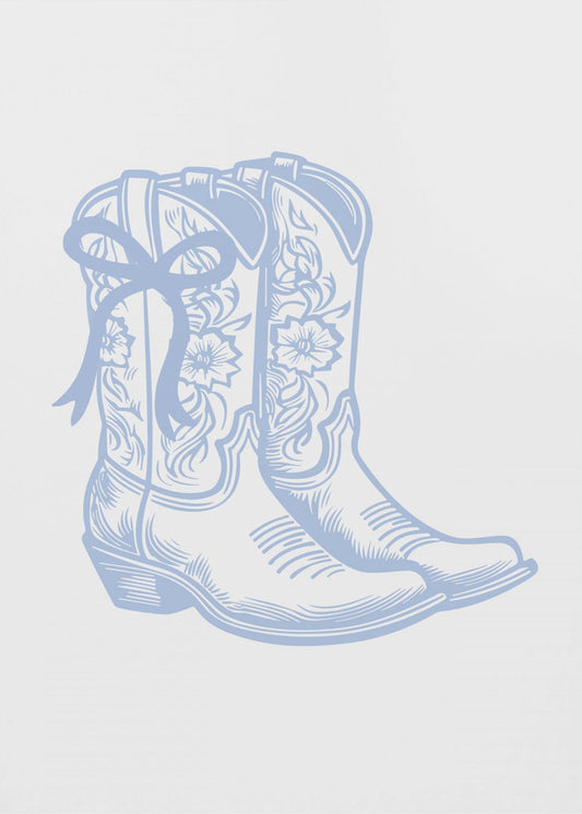 Vaaleansiniset cowgirl-saappaat rusetilla | Canvastaulut