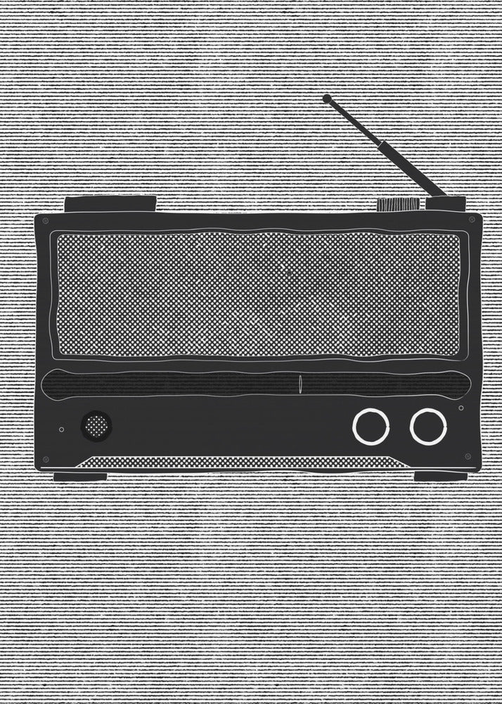 Monochrome Depiction Of A Vintage Radio | Canvas