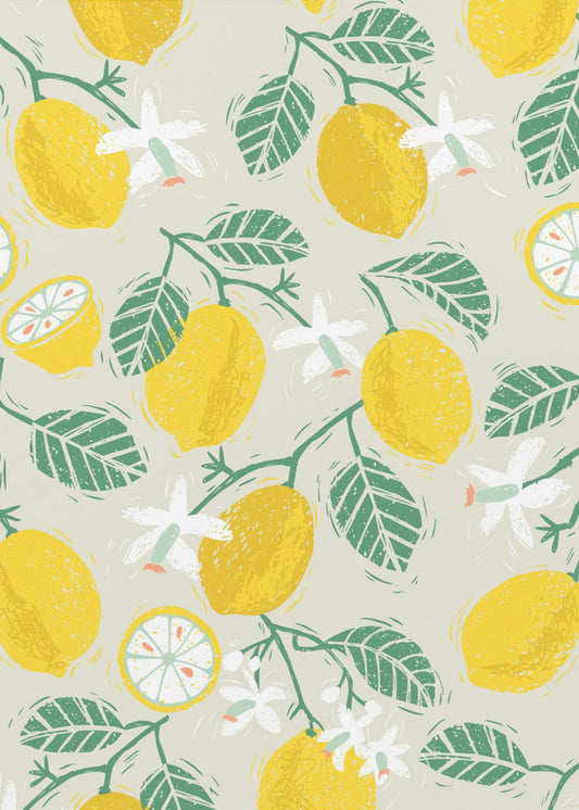 Gul citron och gröna löv | Canvastavla