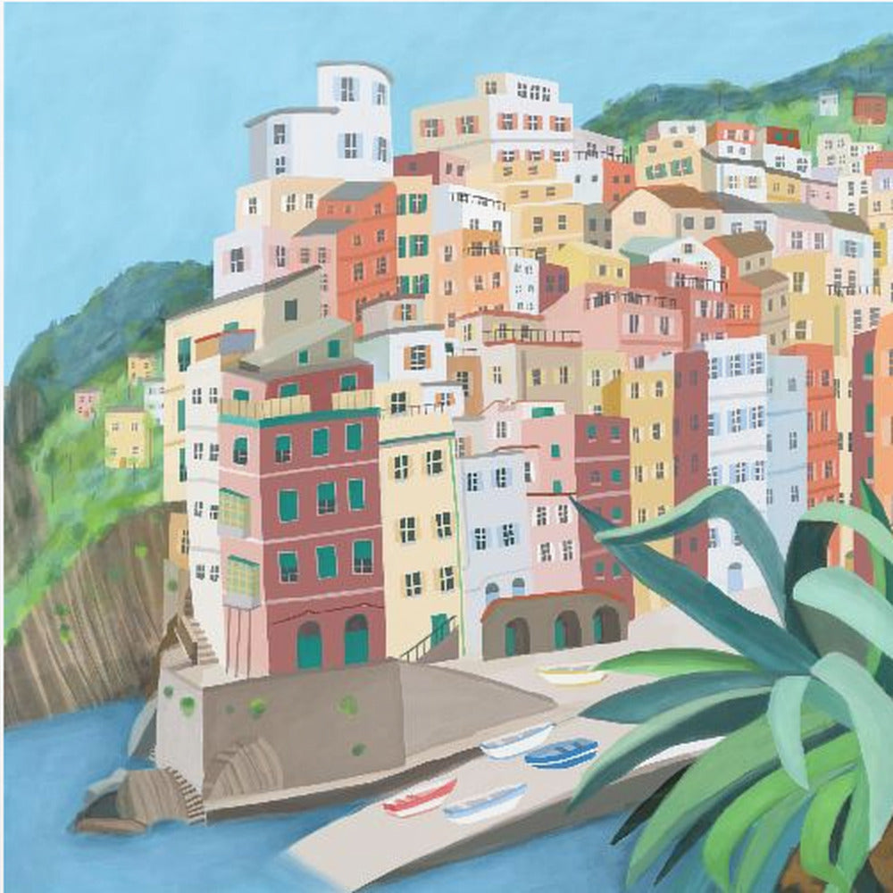 Pueblo costero de Riomagiore, Italia por la artista Carla Daly | Impresiones en Lienzo