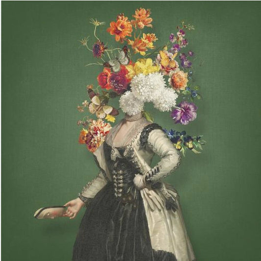 Classical Portraiture With Vibrant Floral Element | Poster